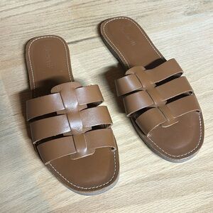 Madewell brown leather slip on sandals
